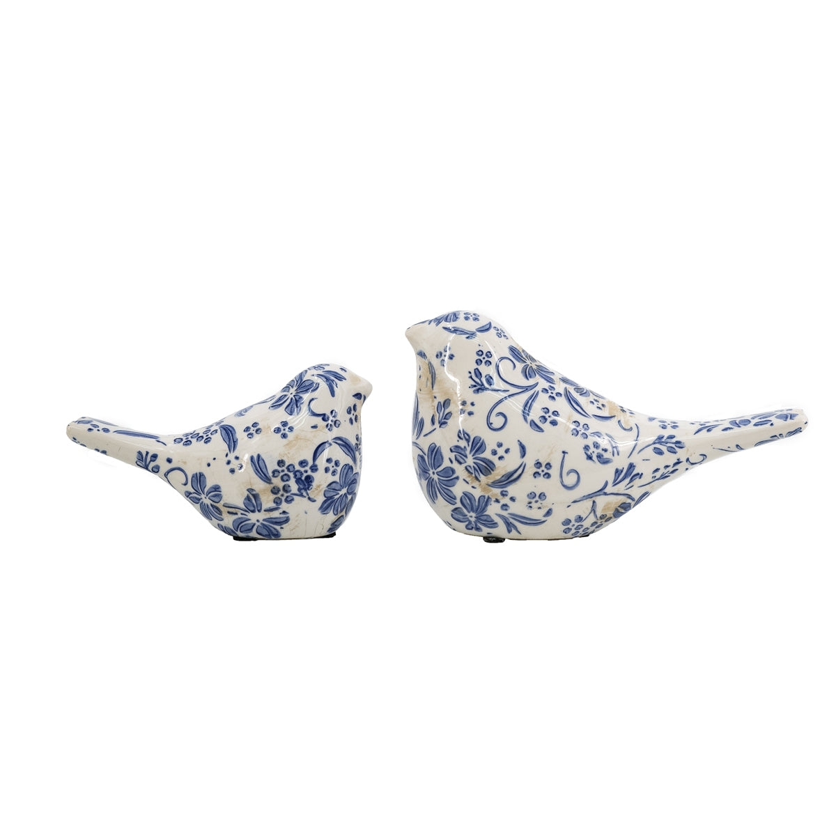 Set of 2 Chinoiserie Ceramic Birds