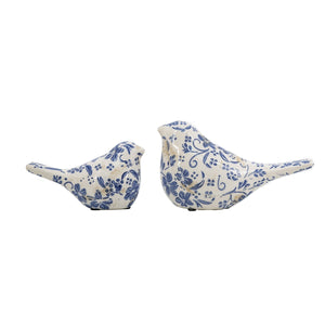 Set of 2 Chinoiserie Ceramic Birds