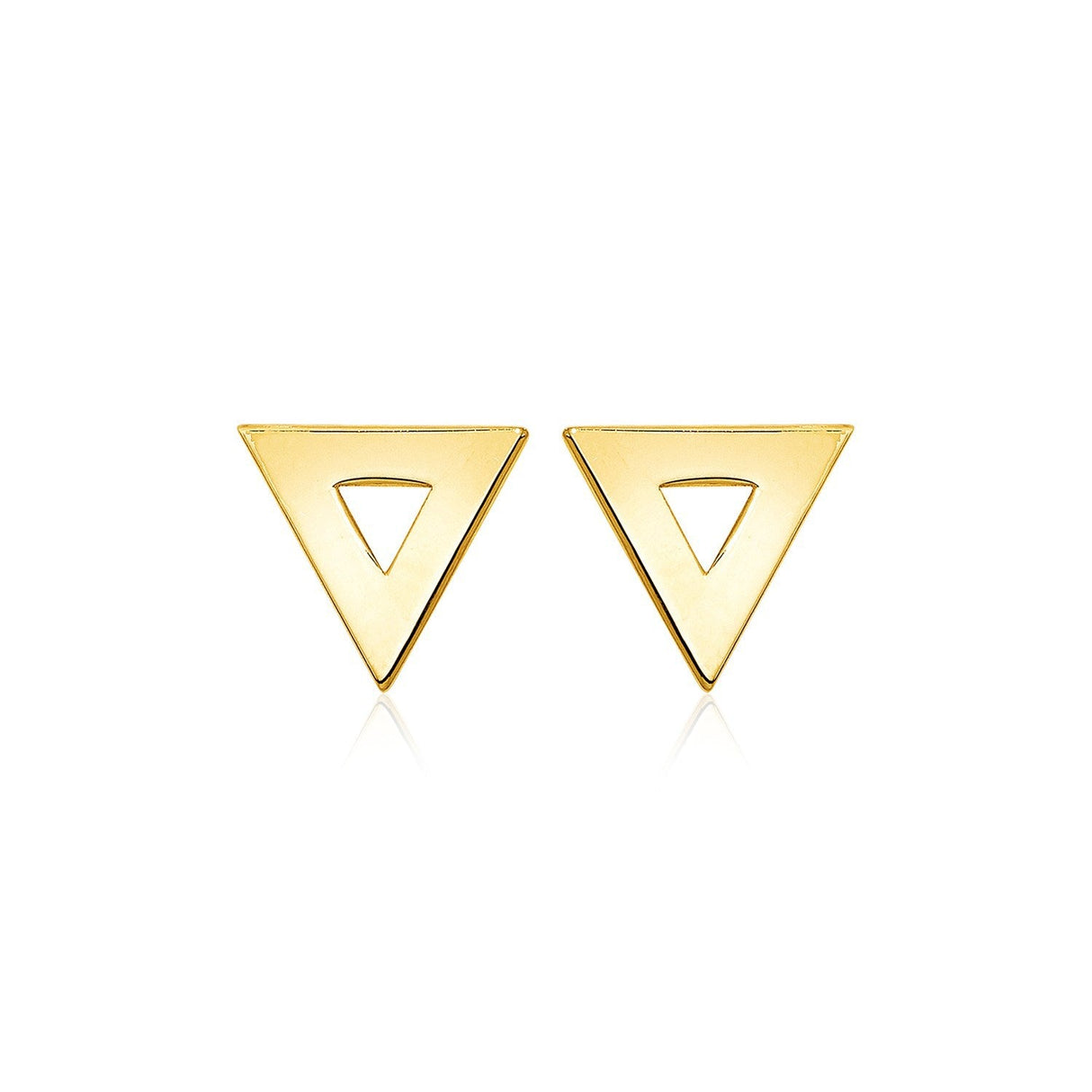 14k Yellow Gold Polished Open Triangle Post Earrings
