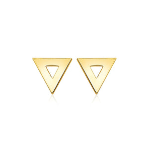14k Yellow Gold Polished Open Triangle Post Earrings