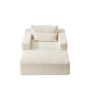 75-Inch Corduroy Sofa Lounge Chair with Removable Footrest