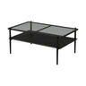 Rectangle Coffee Table With Tempered Glass Top And Legs, Modern Table For Living Room