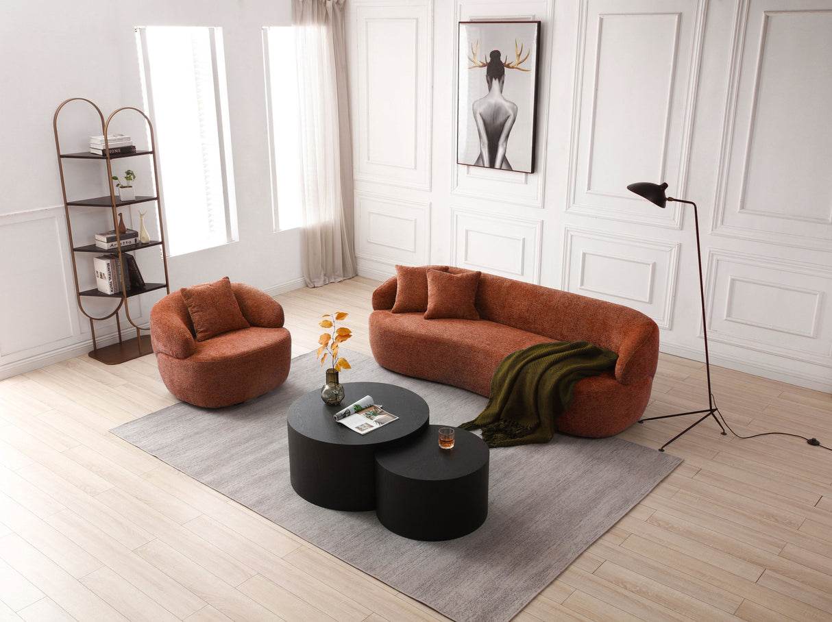 360° Swivel Mid Century Modern Curved Sofa Orange