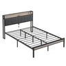 Modern Bed Frame With LED Lights, Upholstered Headboard, USB Charging
