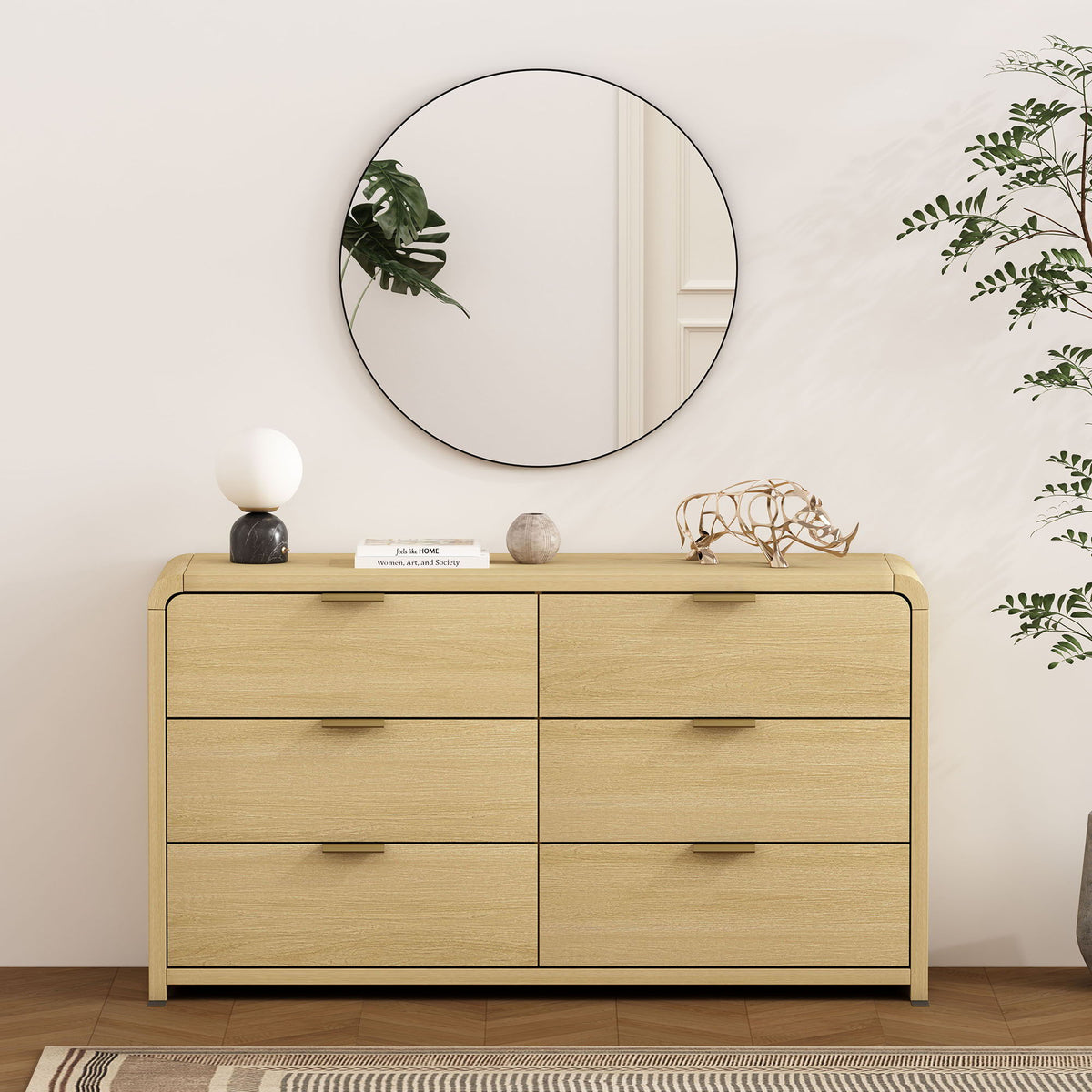 Oak Double Dresser with 6 Drawers - Grace Collection
