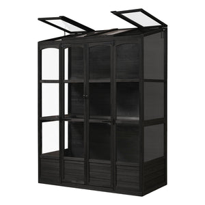 TOPMAX 78-inch Wooden Walk-in Greenhouse with Skylights and Folding Shelves