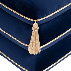 Monarch 19.5" Squared Upholstered Ottoman with Bullion Fringe