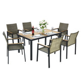 7-Piece Wicker and Acacia Outdoor Dining Set