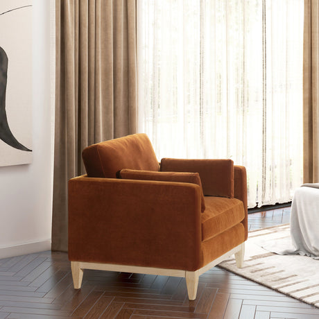 Knox 36' Modern Farmhouse Arm Chair, Burnt Orange   Performance Velvet