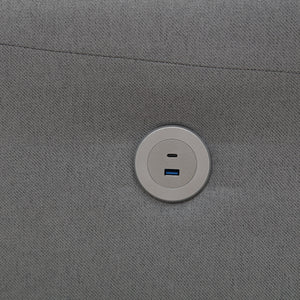 Modern Gray Sofa with Integrated USB and Type-C Charging