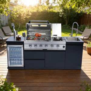 85-Inch 4-Burner Deluxe Stainless Steel Outdoor Kitchen Island Grill