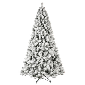 8ft Flocked Pre-Lit Christmas Tree with 500 UL Warm Lights