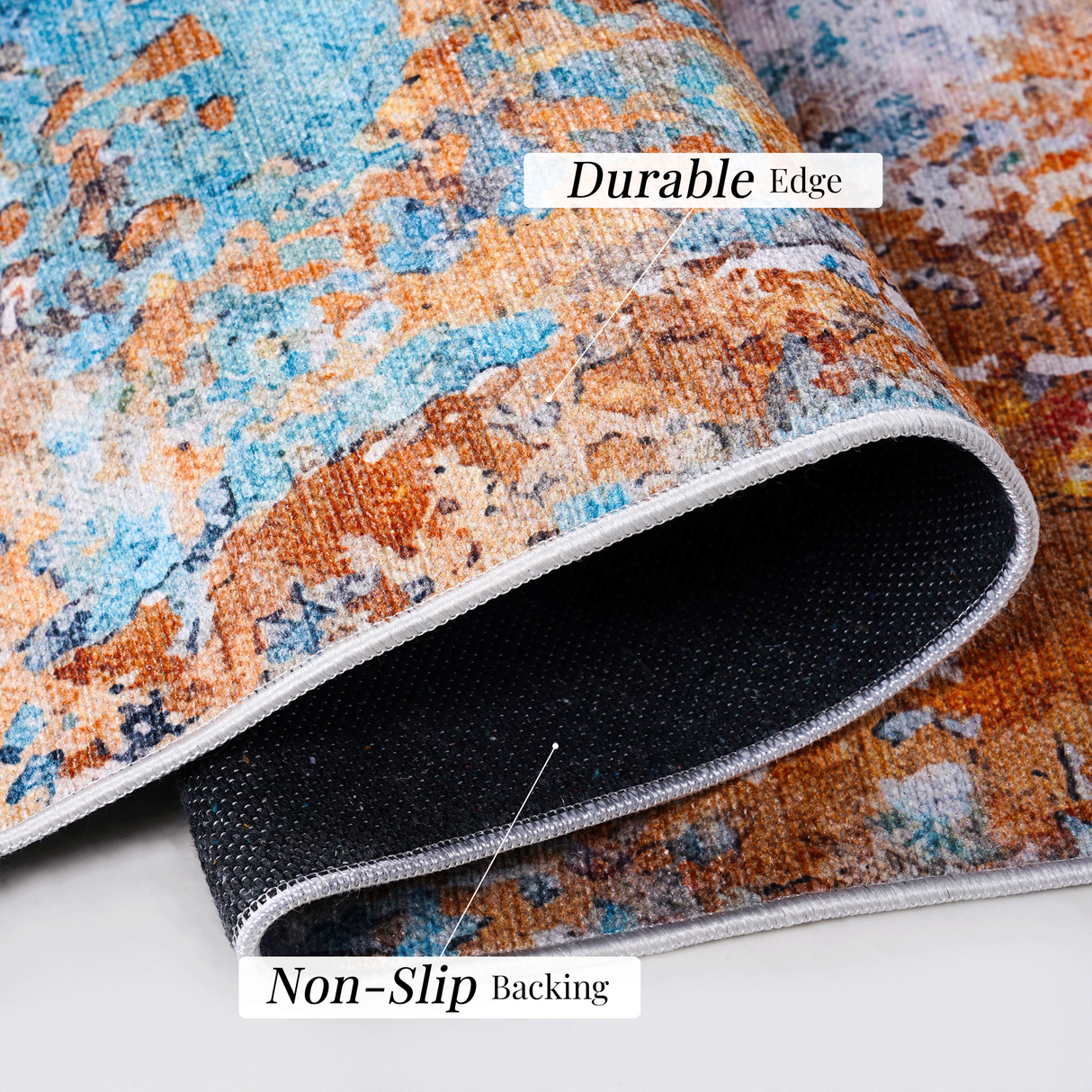 Naar Washable Area Rugs, Low-Pile, Non-Slip, Non-Shedding, Foldable, Kid & Pet Friendly