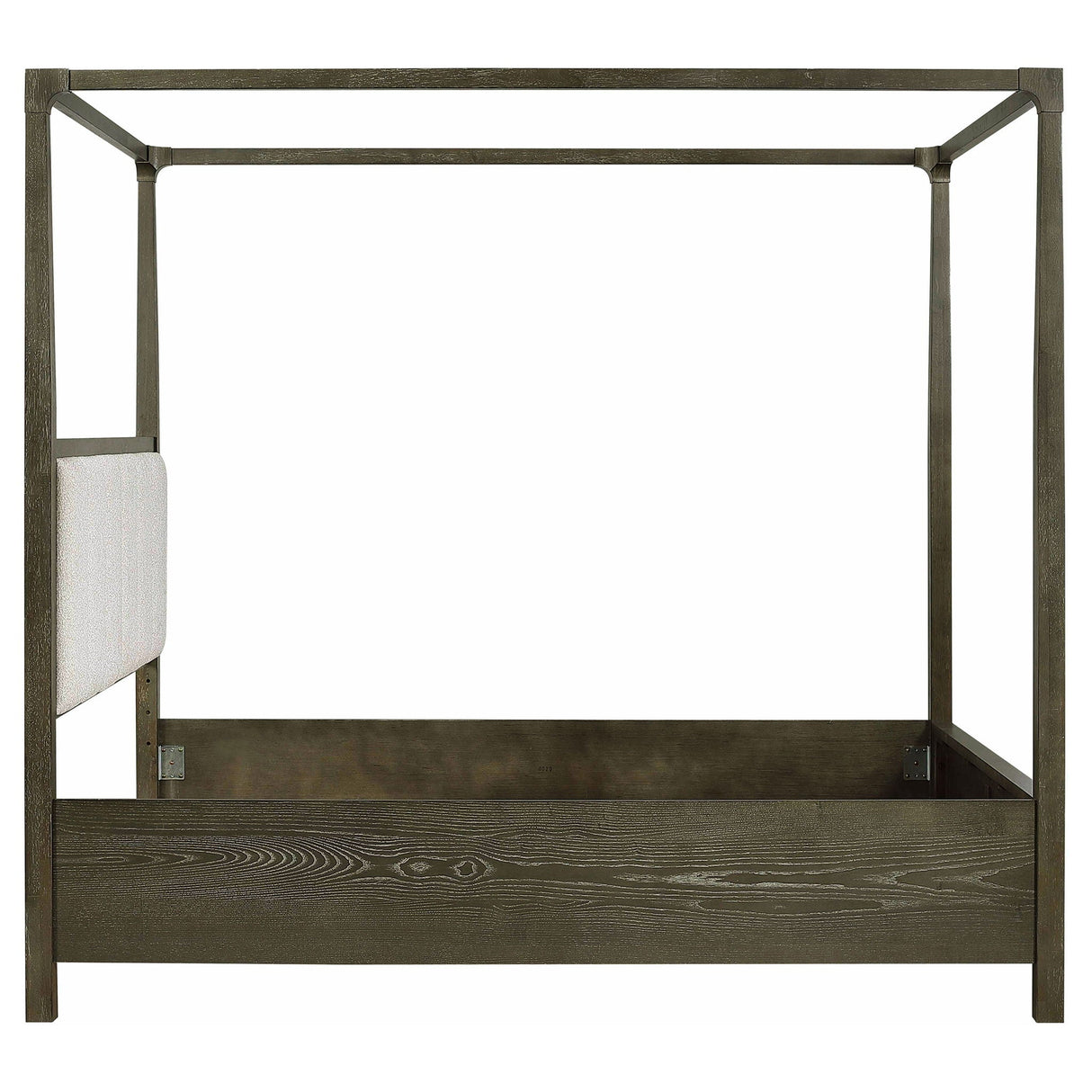 Sundance - Queen Canopy Bed With Upholstered Headboard - Dark Brown