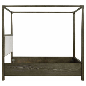 Sundance - Queen Canopy Bed With Upholstered Headboard - Dark Brown