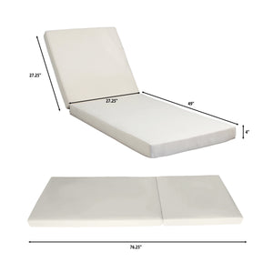 Lounge Chaise Set with Acacia Solid Wood and Cream Cushion