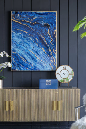 The Oceanus Elegance™ — Marbled Blue & Gold Panel Wall Art
