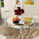 Round Glass Dining Table with Mirror Top