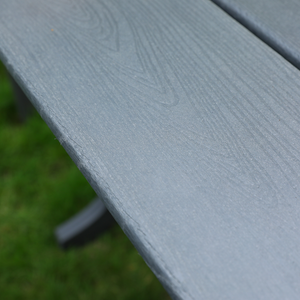 HDPE outdoor patio dining set, one table and four chairs. The outdoor dining furniture has sunshade holes and is suitable. It is suitable for lawns, gardens, backyards, and pool sides.Grey,Waterproof