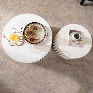 White Round Storage Table Set with Lift-Off Lid