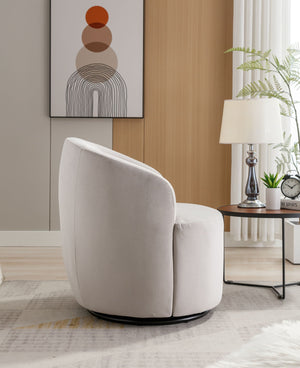 Swivel Accent Armchair Barrel Chair With Powder Coating Metal Ring