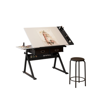 Adjustable Drawing Drafting Table Desk with 2 Drawers
