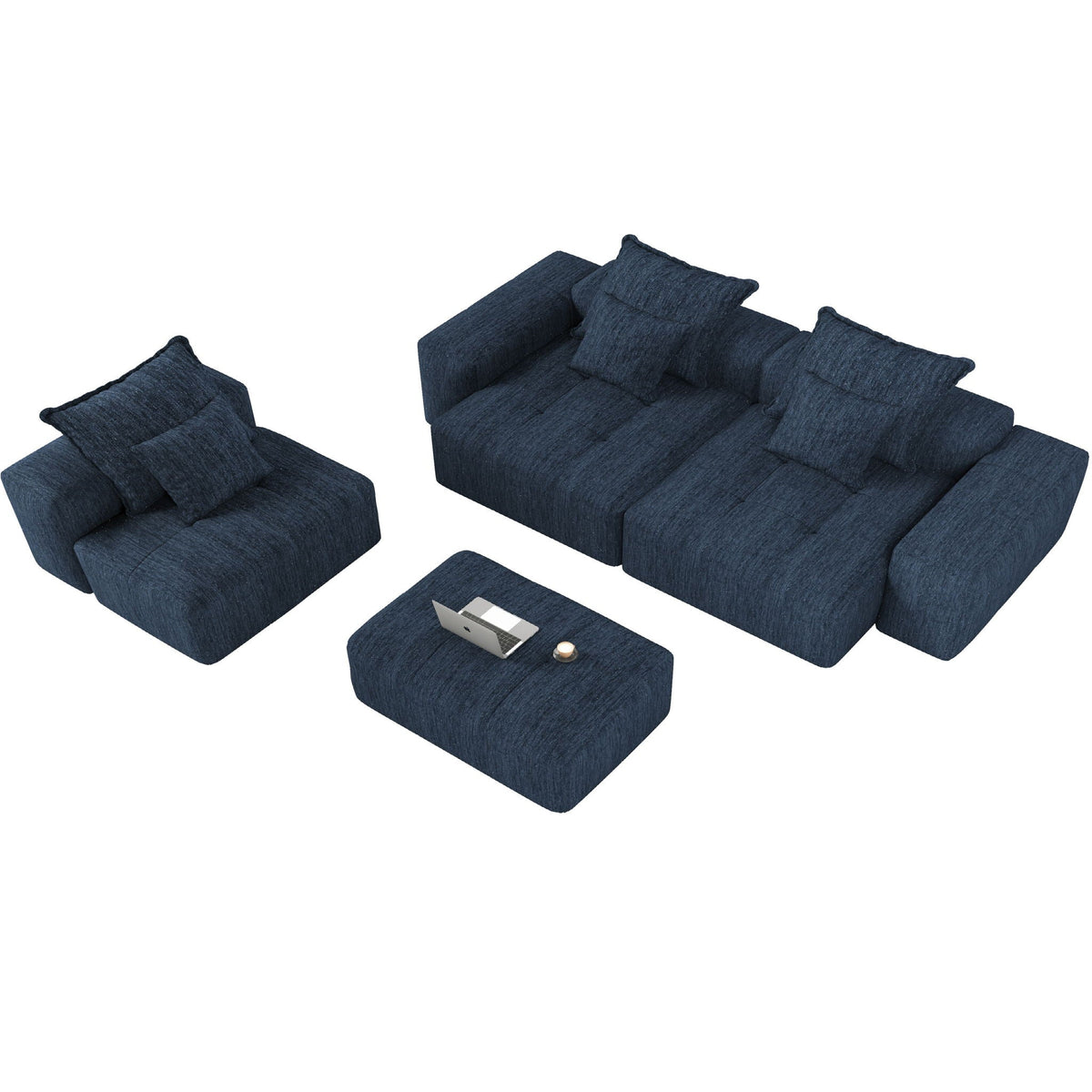 Modern Oversized Modular Sectional Sofa with Pillows - Multiple Colors
