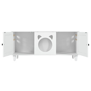 Furniture Style Cat Cabinet Cream White Cat Litter Box