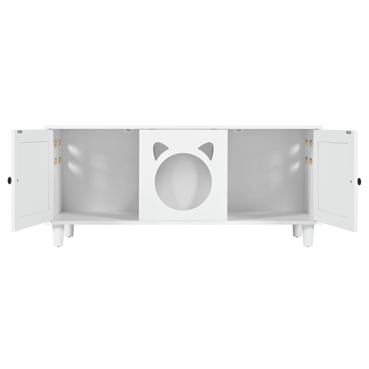 Furniture Style Cat Cabinet Cream White Cat Litter Box