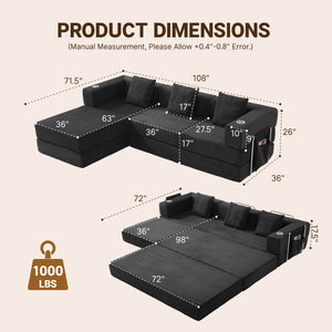 108" Modular Sectional Sofa with L-Shape Chaise