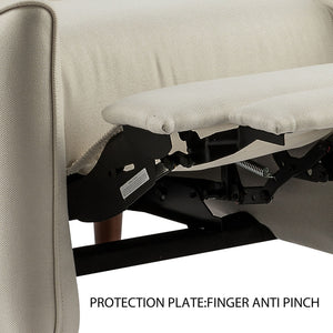 Upholstered Push Recliner Chair With Rubber Wood Legs For Living Room