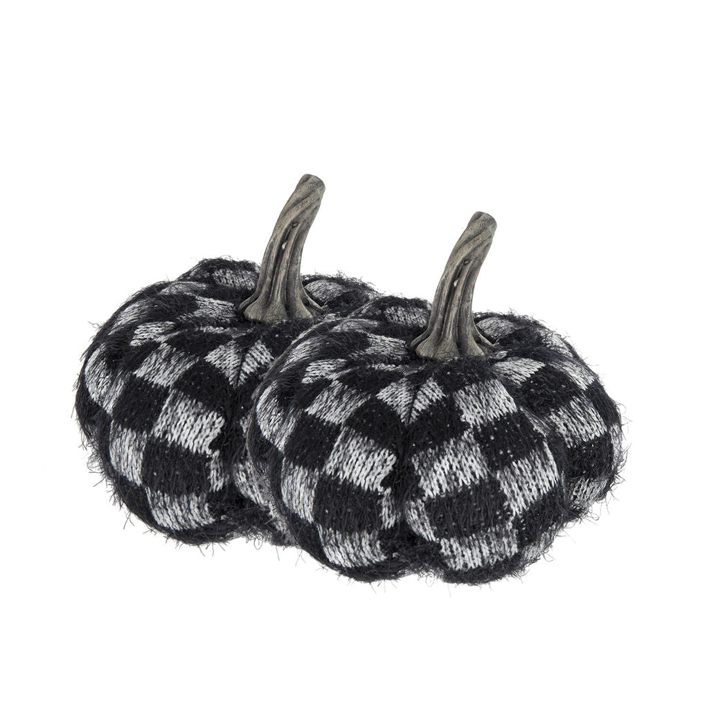 Set of 2 Fabric Black Pumpkins