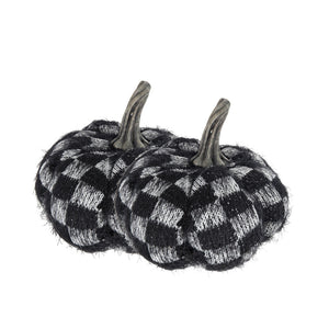 Set of 2 Fabric Black Pumpkins