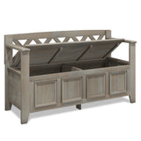Amherst Solid Wood Entryway Storage Bench in Distressed Grey