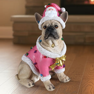 Christmas French Bulldog Statue