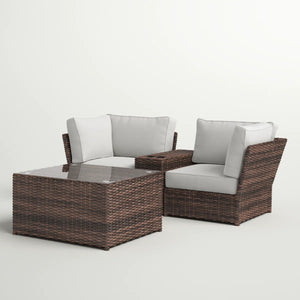 Comfortable Modern Patio Rattan Sectional Set With Cushions