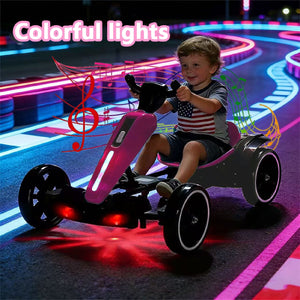 Electric Kids Pedal Go Kart With Adjustable Seat, Foldable Design