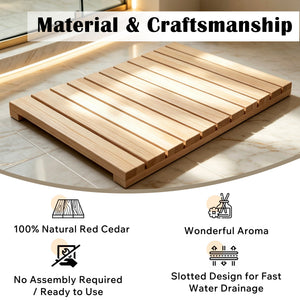 Cedar Wood Shower Mat - Non-Slip Slatted Bath Mat