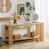 63" Boho Console Table with Storage Shelf – Rustic Farmhouse Sofa Table