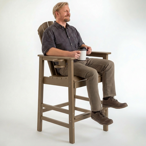 HDPE Bar Height Adirondack Chair with Cup Holder, All-Weather Outdoor Patio Chair