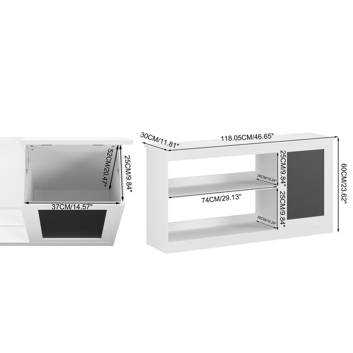 3-in-1 Bookshelf and Toy Storage Cabinet with Chalkboard - White