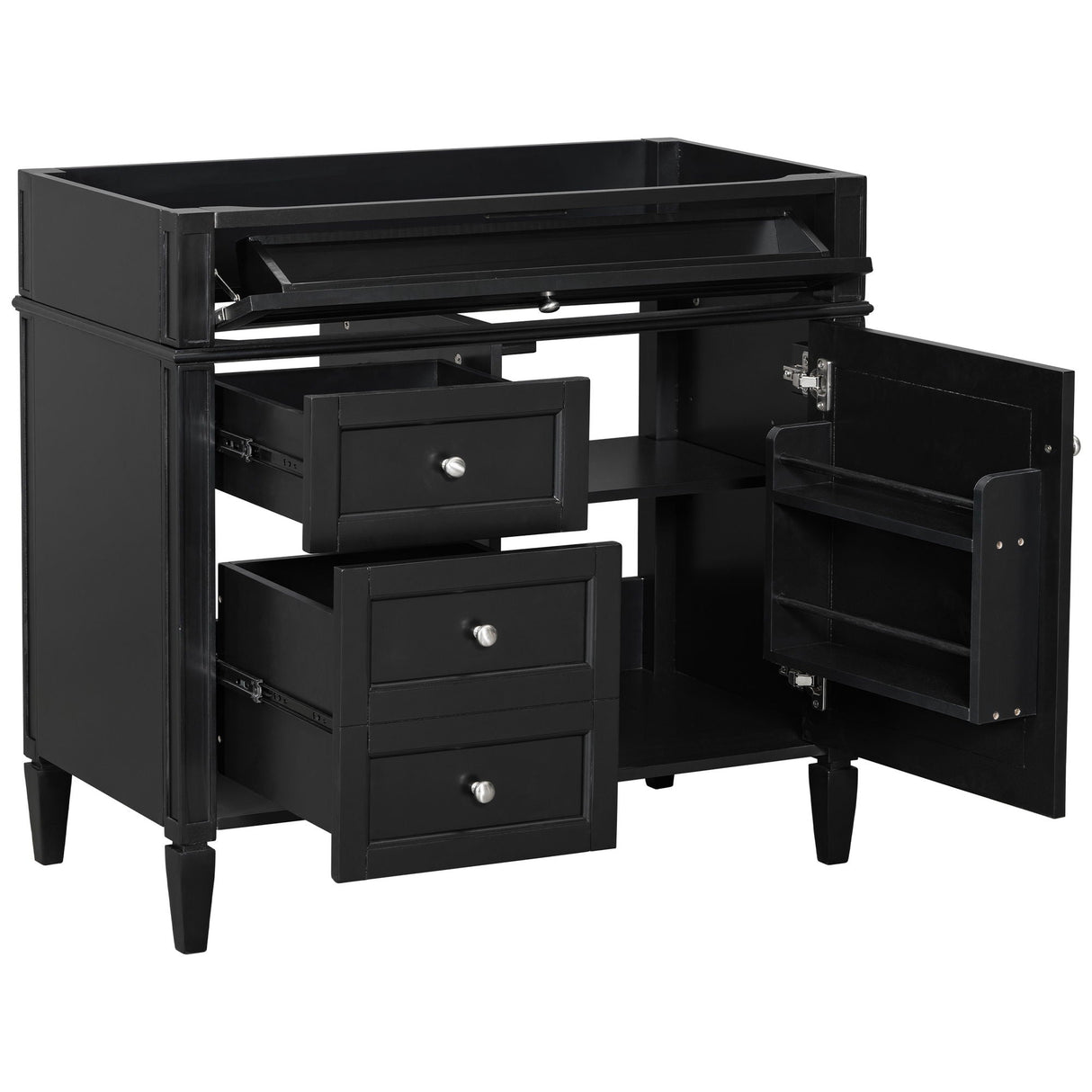 Bathroom Vanity With 2 Drawers and Tip-Out Drawer Storage Cabinet