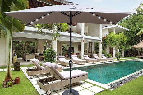 10x6.5ft solar led patio umbrella with crank & tilt