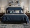 King Bed Frame Solid Wood Platform with Slats - Modern