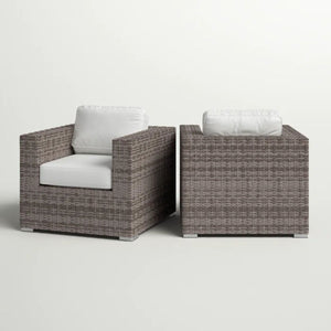 Grade - Club Patio Chair With Sunbrella Cushions (Set of 2) - Gray Mix / White