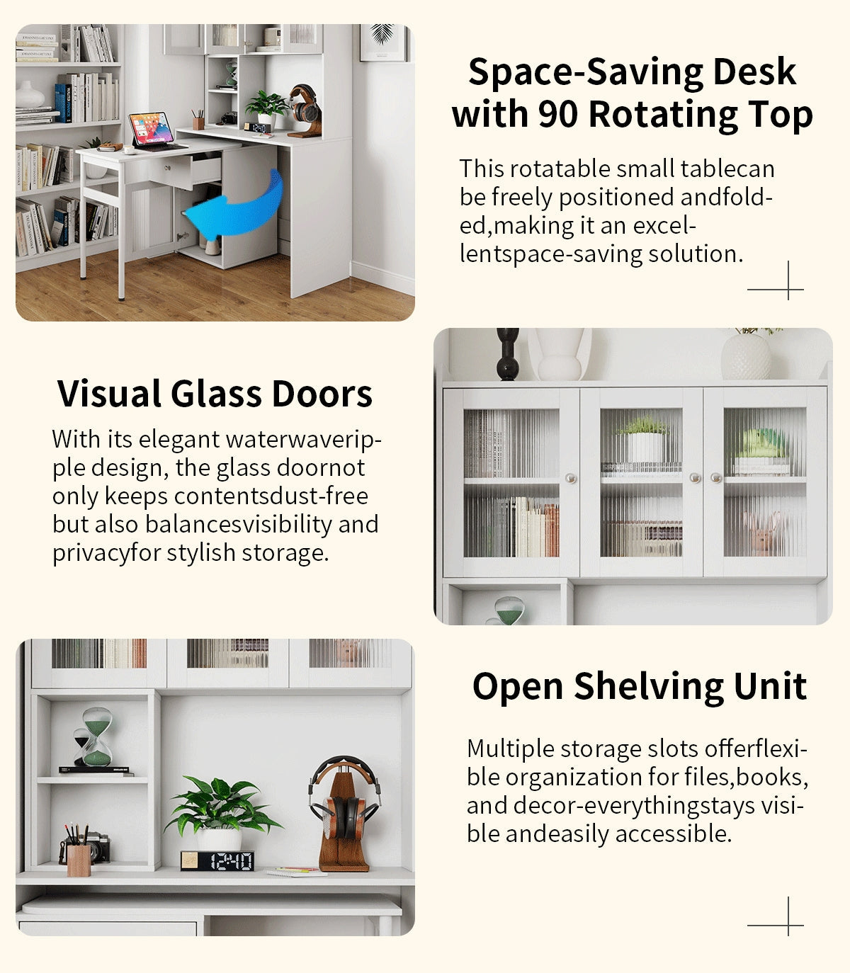 Computer Desk with Glass Door for Home Office or Study
