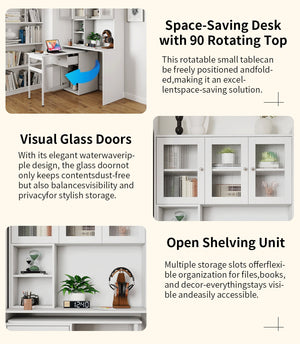 Computer Desk with Glass Door for Home Office or Study