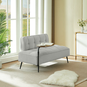 54-Inch Modern Two-Seater Velvet Sofa with Rotating Table