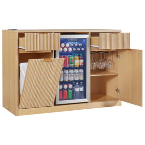K&K 59" Coffee Bar Cabinet with Fridge Space