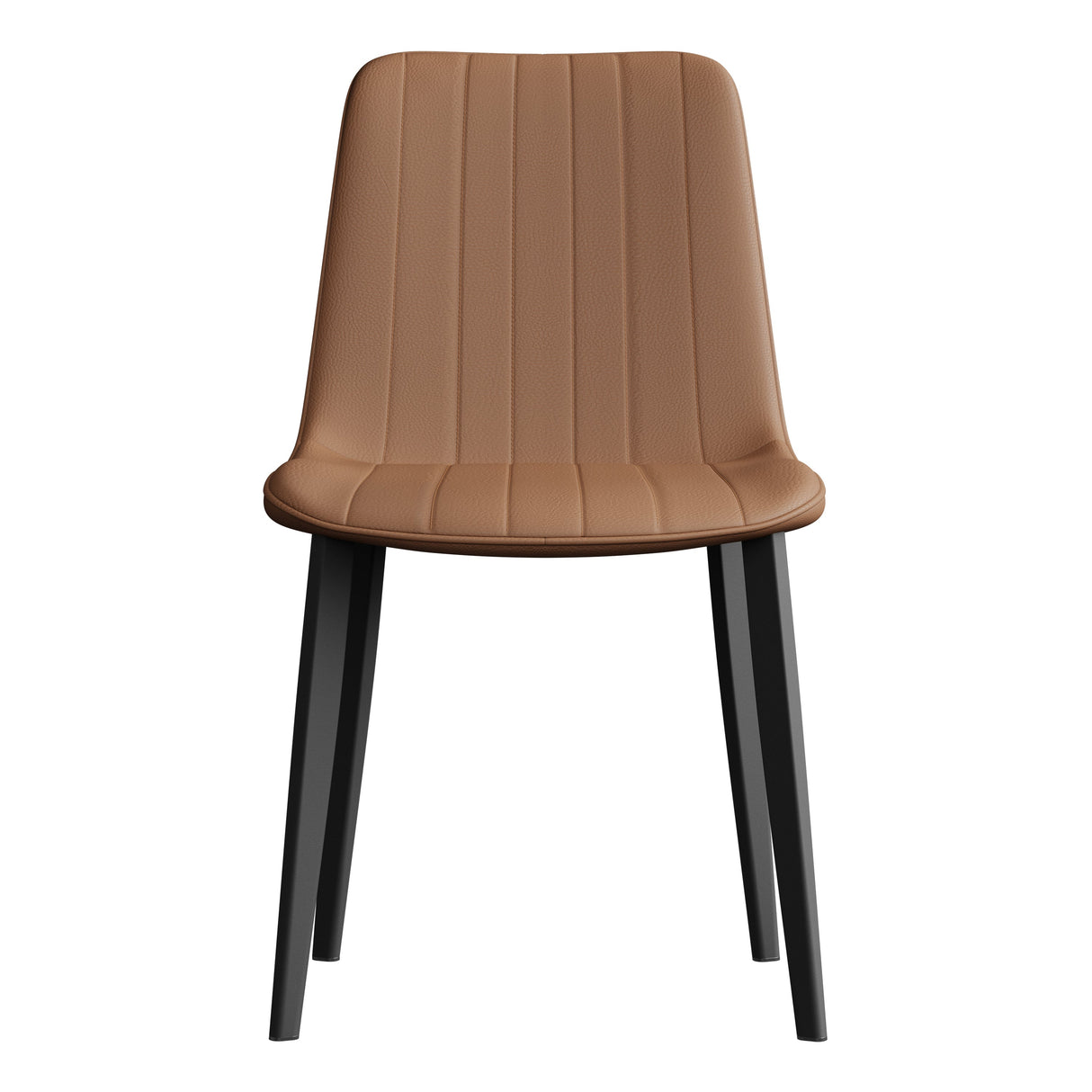 Brown PU Leather Dining Chair with Metal Legs - Set of 4